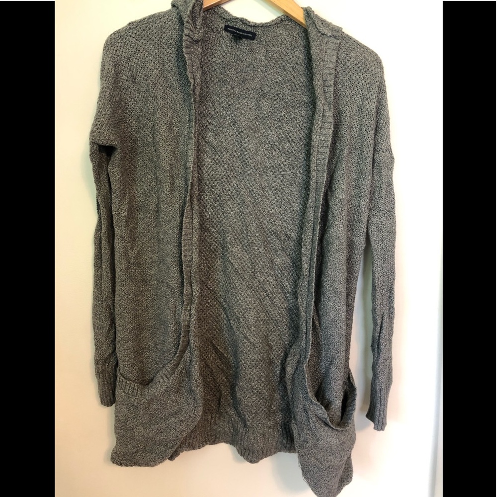 Grey American eagle cardigan with hood